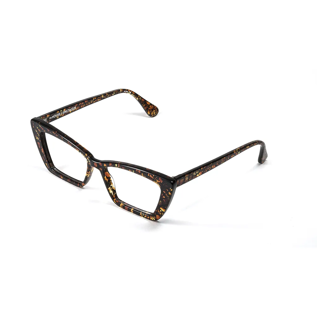 KIT heavy honeycomb glasses — angled view showing sculptural thickness and lifted corner detail, handcrafted in London