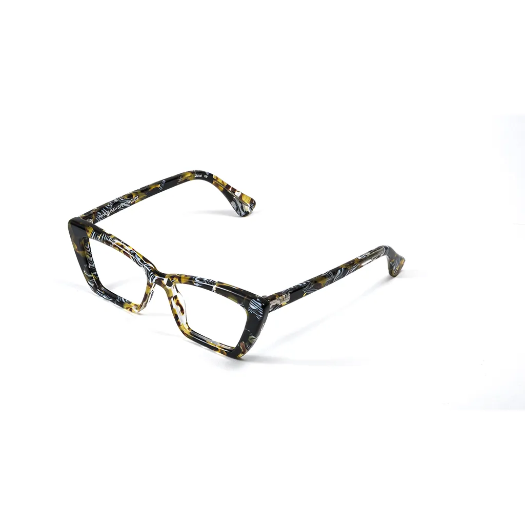 KIT heavy small 80s Allsorts glasses — angled view showing bold thickness and expressive patterning, handcrafted in London